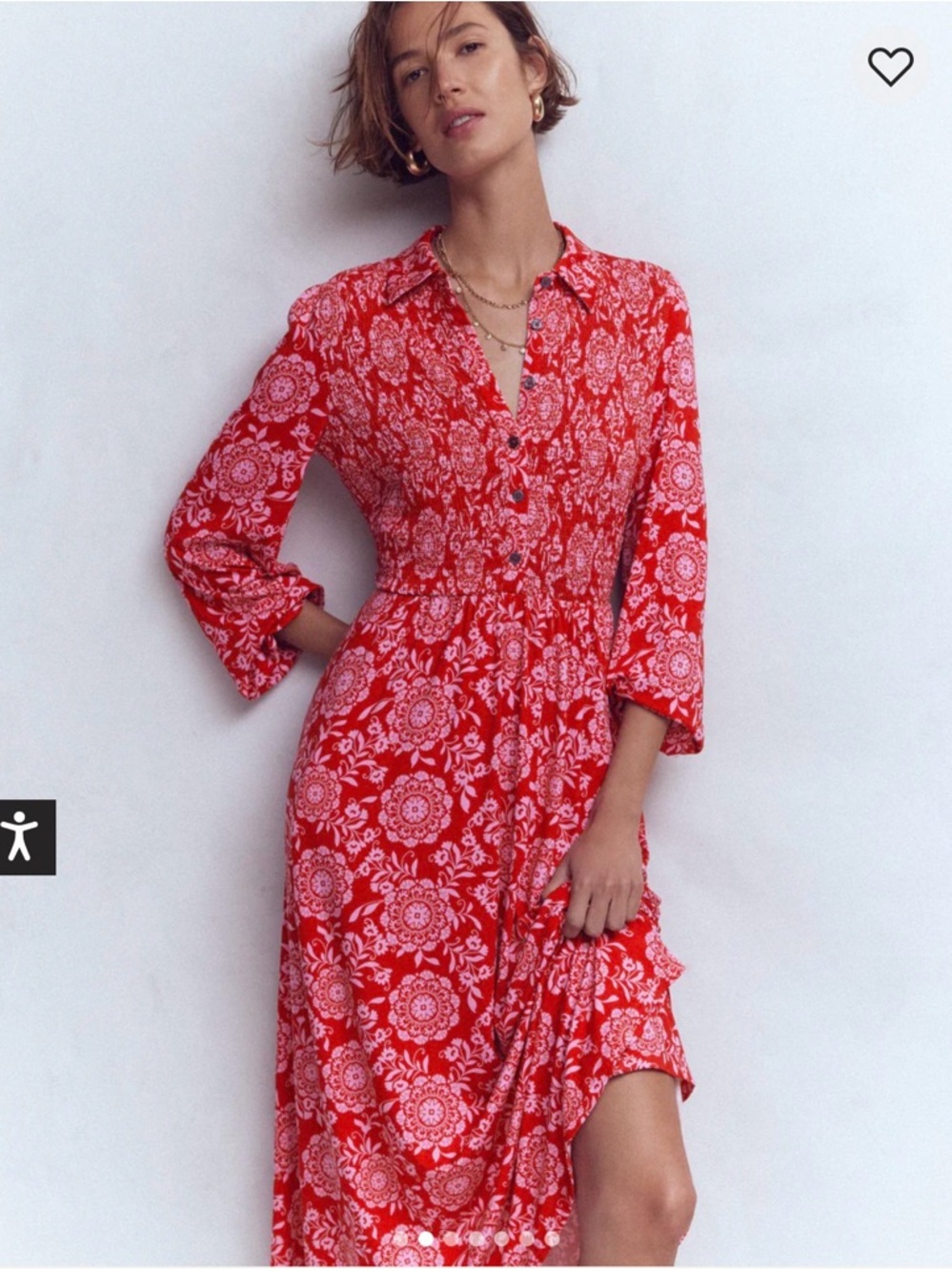 Boden Smocked Jersey Shirt Dress
Merida Red, Decorative Blossom 20/22 NWT - Picture 3 of 8